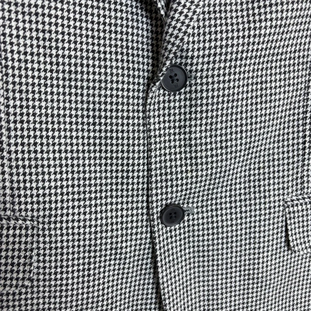 Banana Republic Mens 38S Tailored Fit Houndstooth Wool Blend Blazer Black White